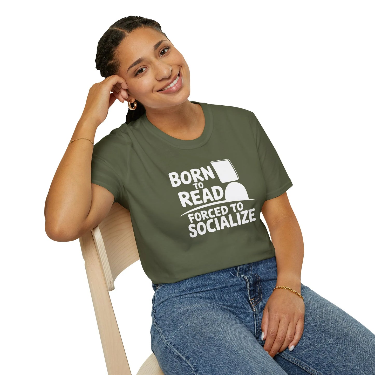 Born to Read T-Shirt featuring relaxed fit unisex design, perfect for book lovers and introverts. 📖 Ideal cozy reading outfit.