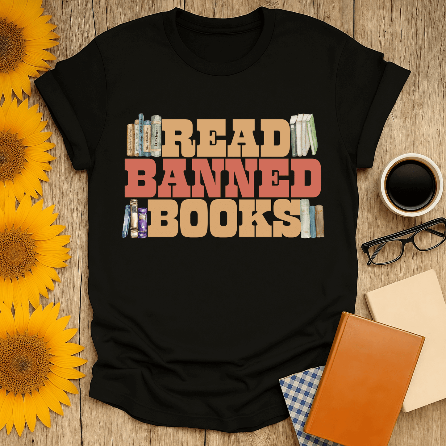 Read Banned Books T-Shirt for book lovers, 100% cotton, unisex fit, premium screen-printed design, perfect for literary enthusiasts.