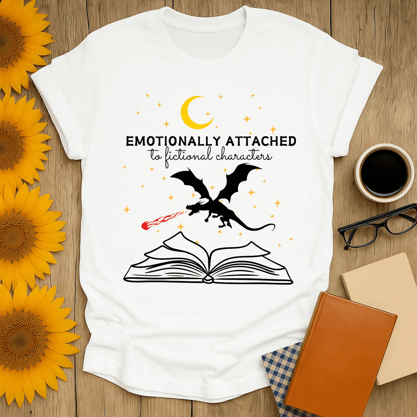 Fictional characters t-shirt featuring a dragon, ideal for book lovers, made from 100% ring-spun cotton, unisex fit.