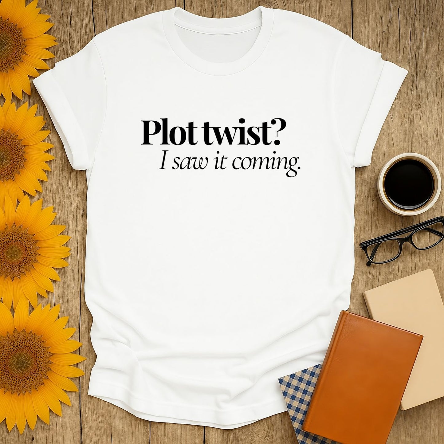 Plot Twist Pro T-Shirt for book lovers, featuring a witty design, made of 100% ring-spun cotton, unisex fit.