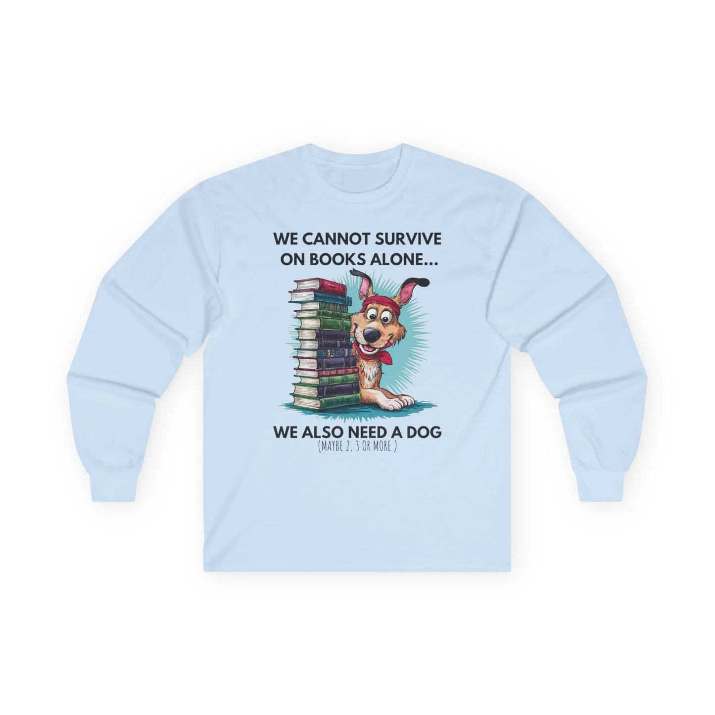 Books & Dogs, Perfect Combo Long Sleeve featuring a cute dog and book design, perfect gift for book lovers.