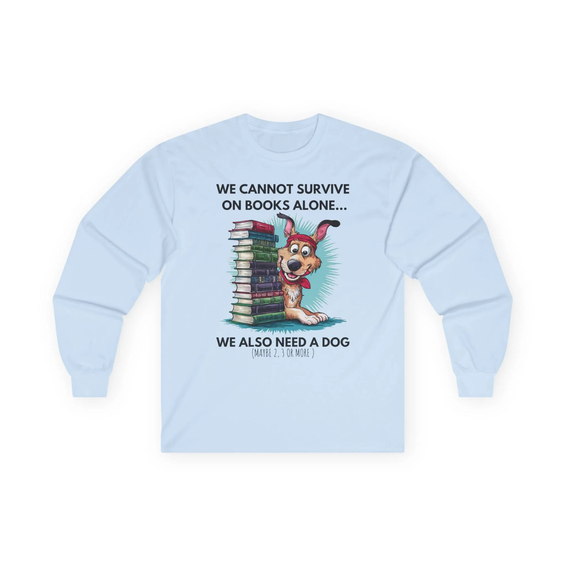 Books & Dogs, Perfect Combo Long Sleeve featuring a cute dog and book design, perfect gift for book lovers.