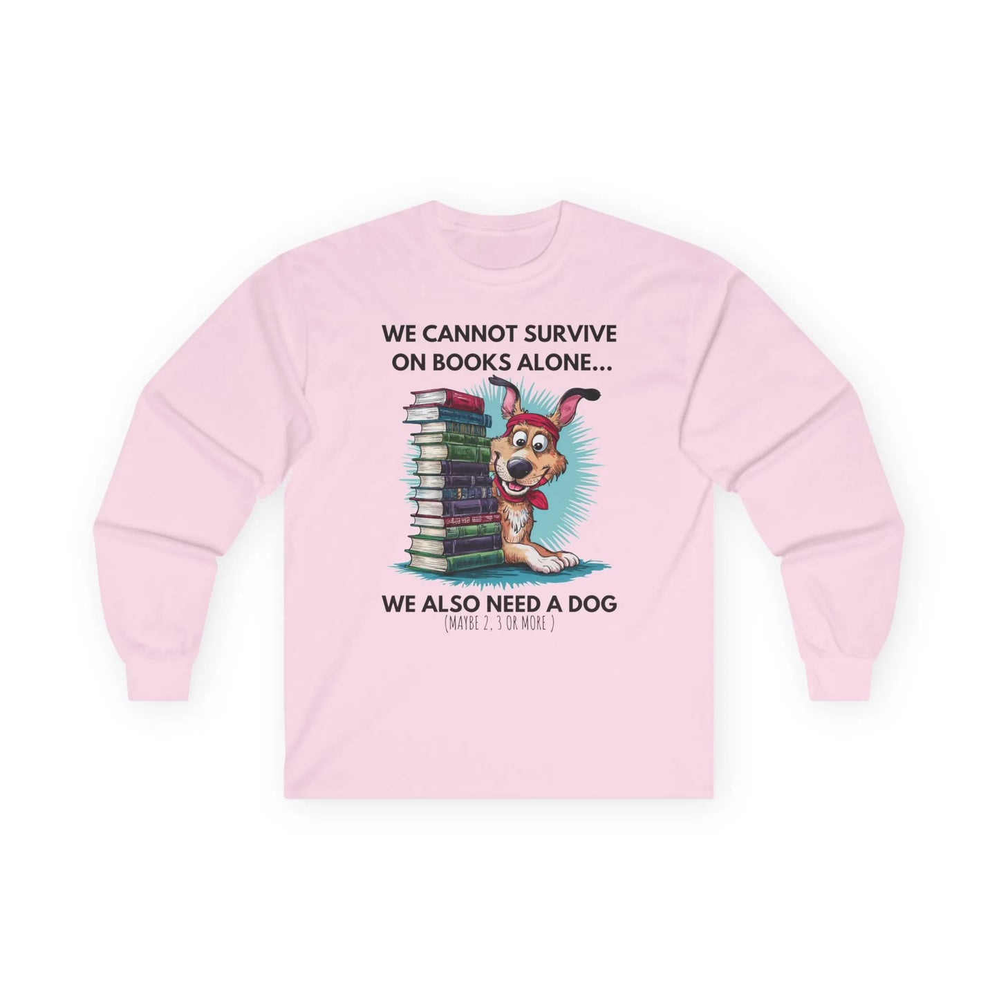 Books & Dogs, Perfect Combo Long Sleeve featuring a playful dog with books, perfect for book lovers and cozy reading.