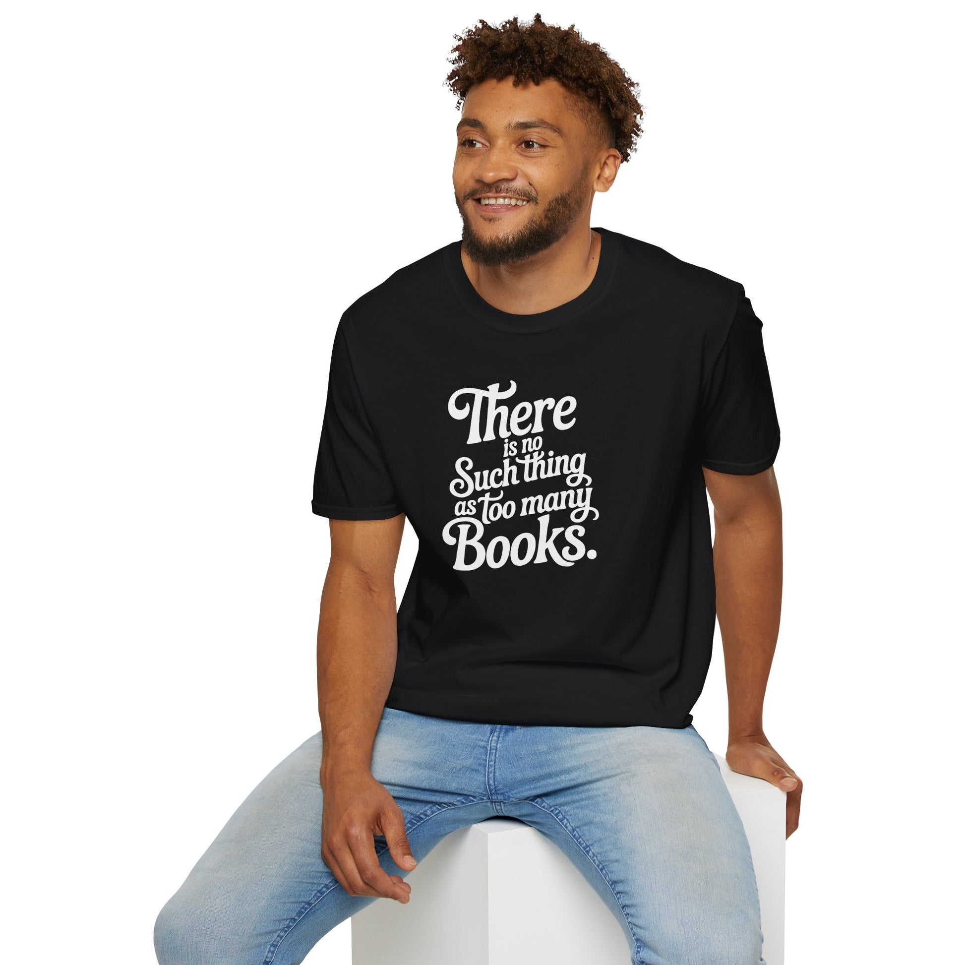 Never Too Many T-Shirt for book lovers, relaxed fit unisex tee in organic cotton, perfect for cozy reading vibes 📖.