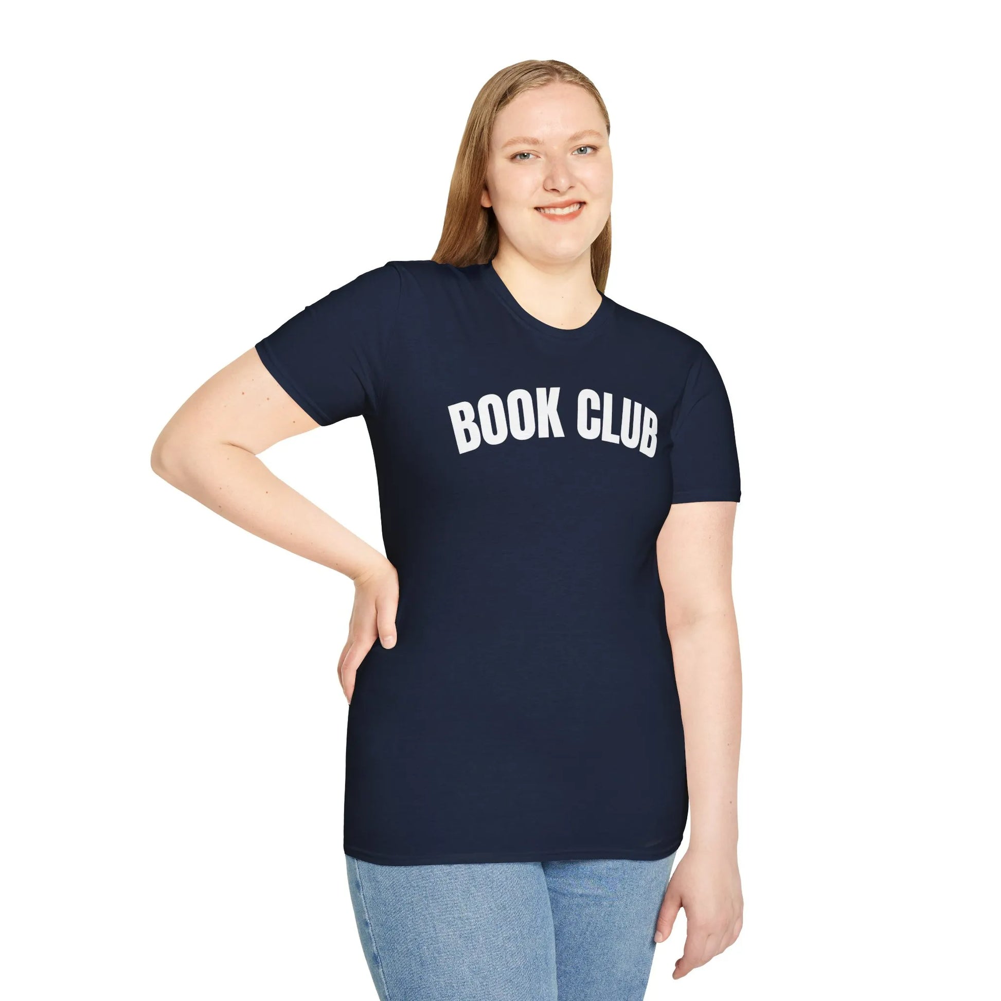 Book Club T-Shirt in relaxed fit, perfect for readers; an organic cotton tee for cozy bookish vibes 📖.