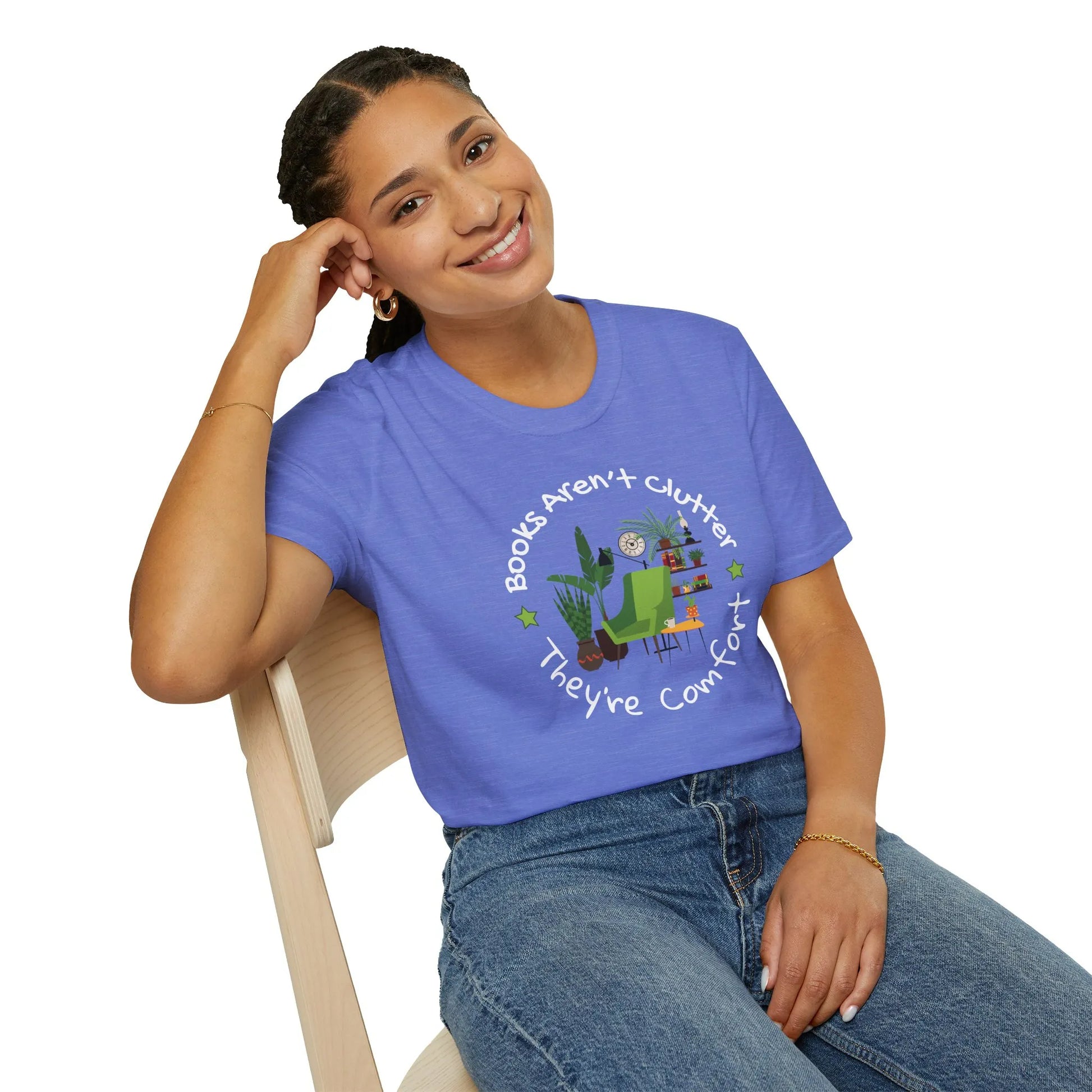 Bookish Comfort Zone T-Shirt in relaxed fit, organic cotton, cozy reading vibes for book lovers 📖 - perfect gift for readers.