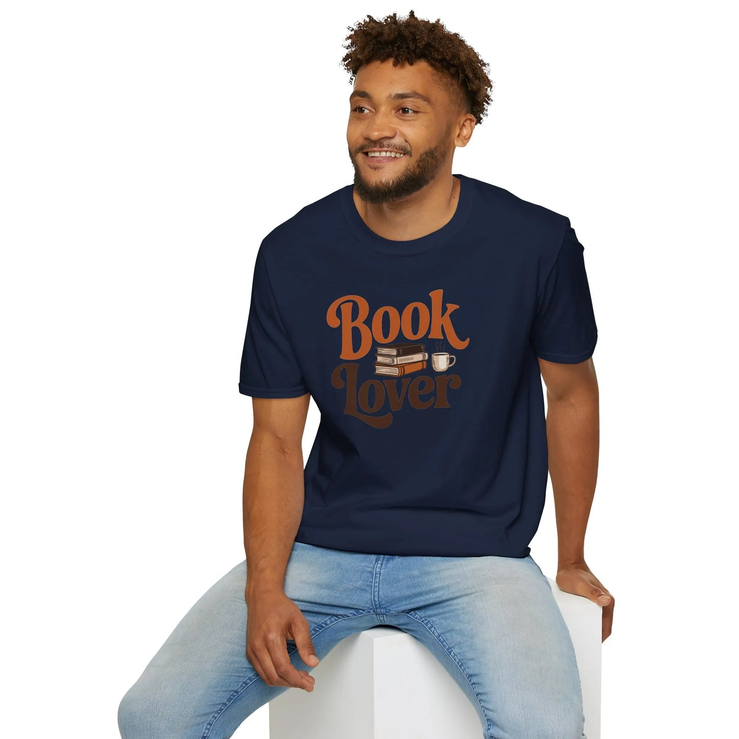 Retro Book Lover T-Shirt featuring vintage design, relaxed fit unisex style perfect for cozy reading moments ☕️.