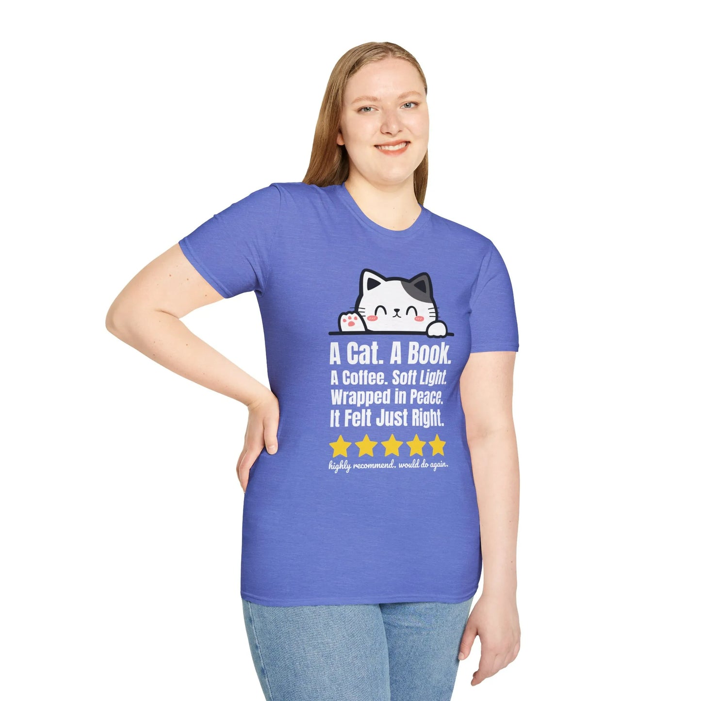 Five-Star Cozy Night T-Shirt, relaxed fit unisex shirt, book lover tee, cozy reading outfit for introverts 📖☕️