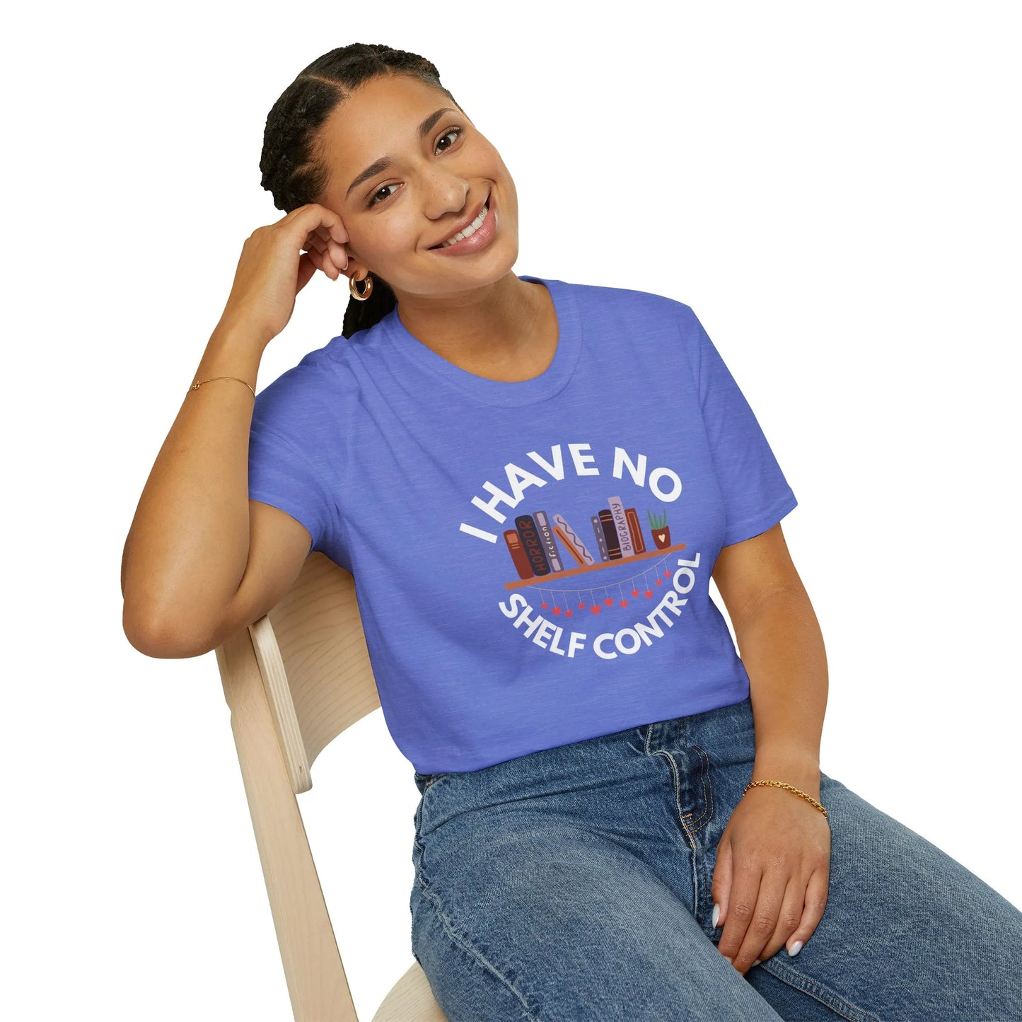 No Shelf Control T-Shirt in relaxed fit unisex style, perfect cozy reading outfit for book lovers 📖.