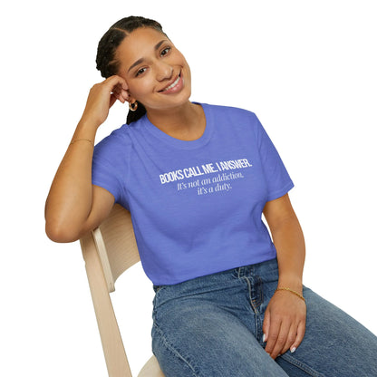 Called by Books T-Shirt in relaxed fit, perfect for readers; cozy organic cotton tee with bookish quote. 📖