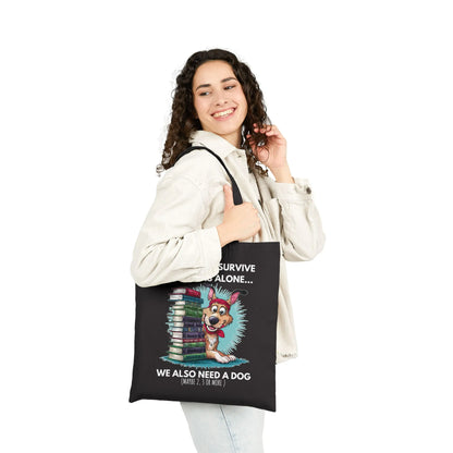 Books & Dogs, Perfect Combo Tote Bag featuring a playful design with a dog and books on a durable canvas tote.