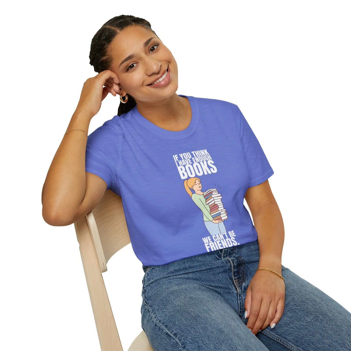 Book Friends Only T-Shirt, relaxed fit unisex tee for book lovers, organic cotton, cozy reading outfit 📖.