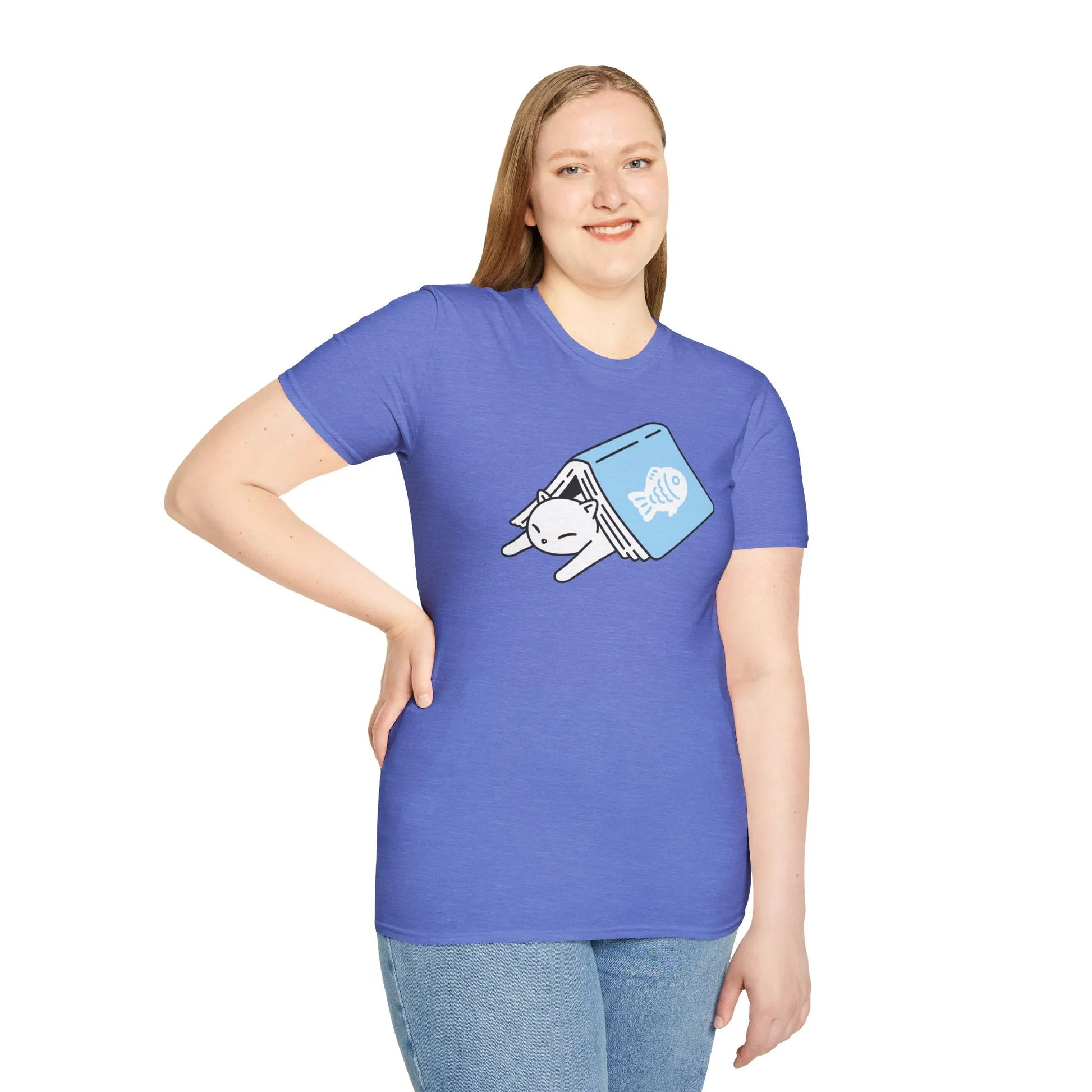 Cat Bookmark T-Shirt featuring a cat peeking from a book, perfect cozy reading outfit for book lovers and introverts.