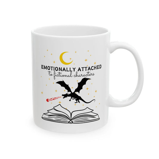 Fictional Characters Mug with dragon design and quote, perfect for cozy reading and book lover gift mug.