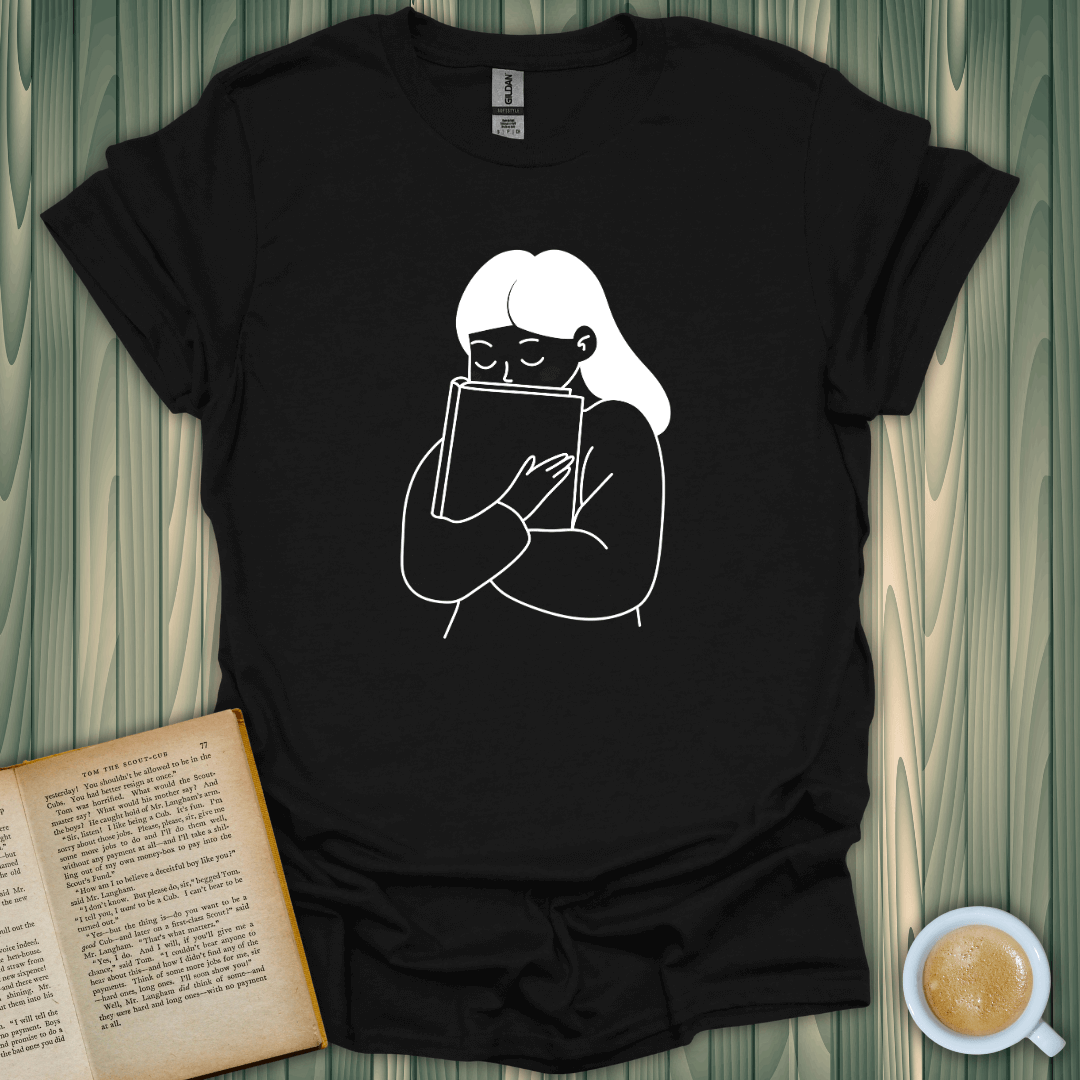 Me And My Bestie T-Shirt for book lovers, featuring a cozy design with a person hugging a book.