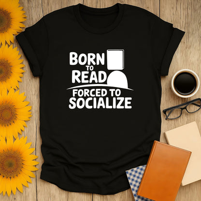 Born to Read t-shirt for book lovers, featuring humorous design on a black unisex shirt, ideal for casual wear.
