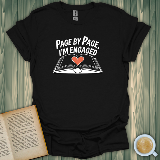 Page by Page T-Shirt for book lovers, featuring a heart and open book design, made with soft ring-spun cotton.