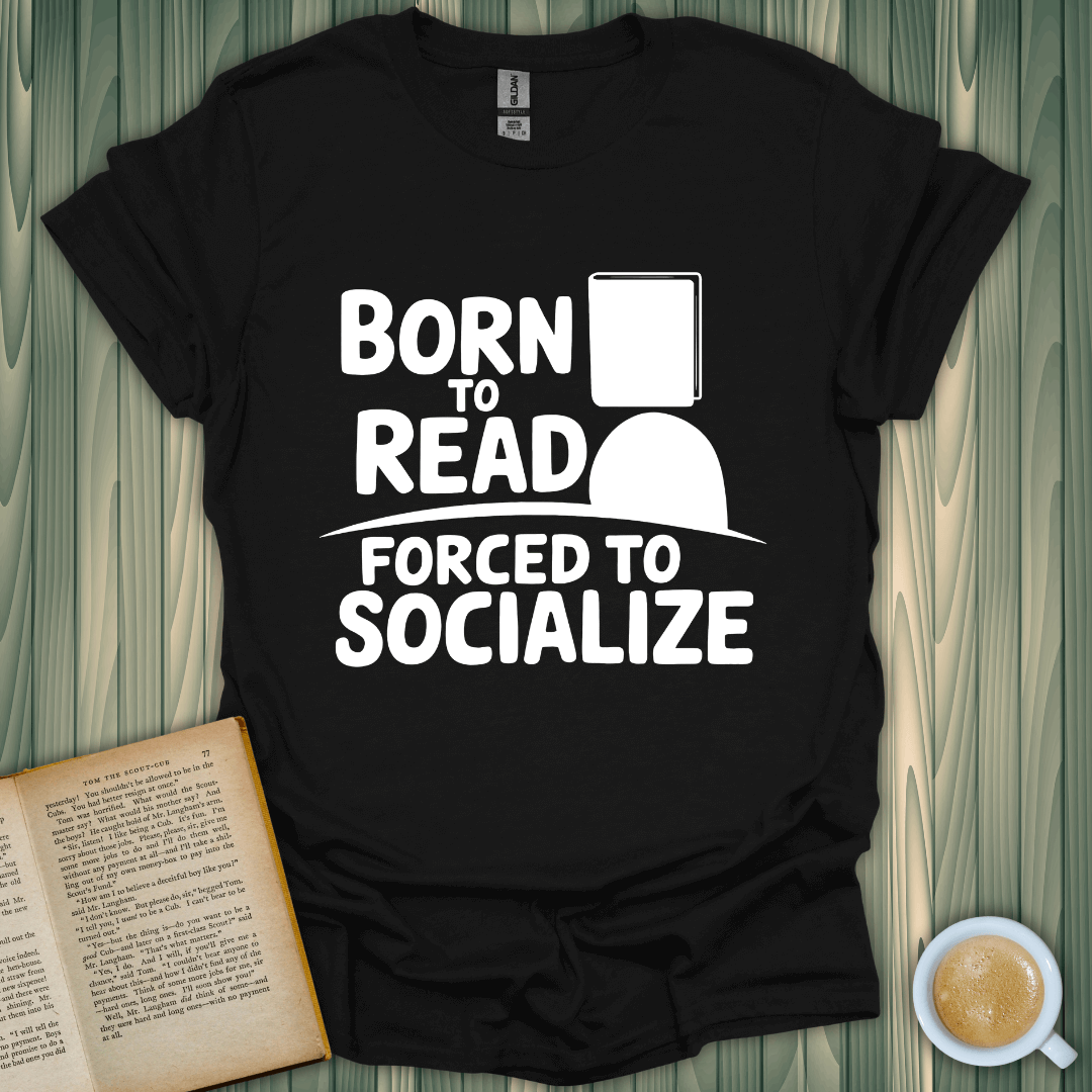 Born to Read t-shirt for book lovers, featuring a humorous graphic on a black unisex fit, perfect for any reading enthusiast.