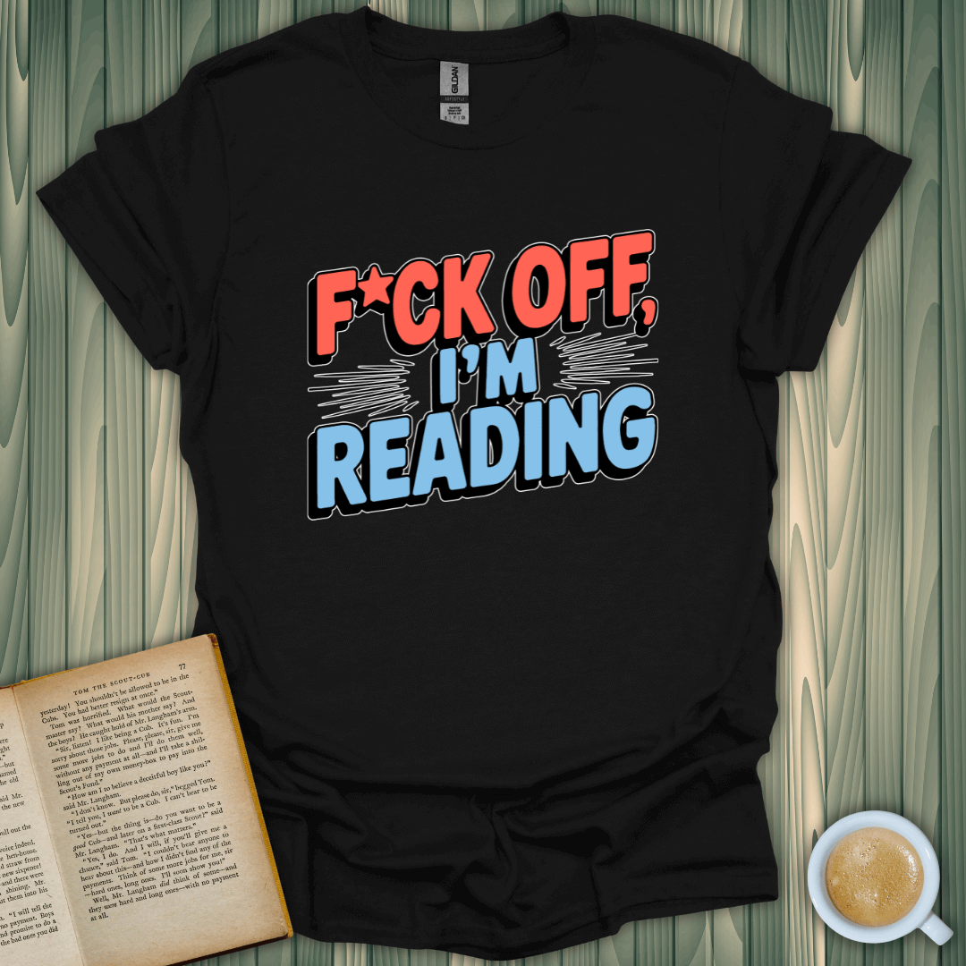 Reading Do Not Disturb T-Shirt for book lovers, black fabric, bold screen-printed design, perfect for casual reading.