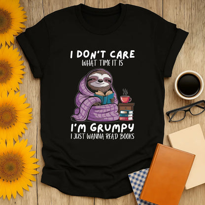 Grumpy Sloth, Book Lover T-Shirt is a cozy, unisex tee ideal for readers and introverts 📖, made from organic cotton.