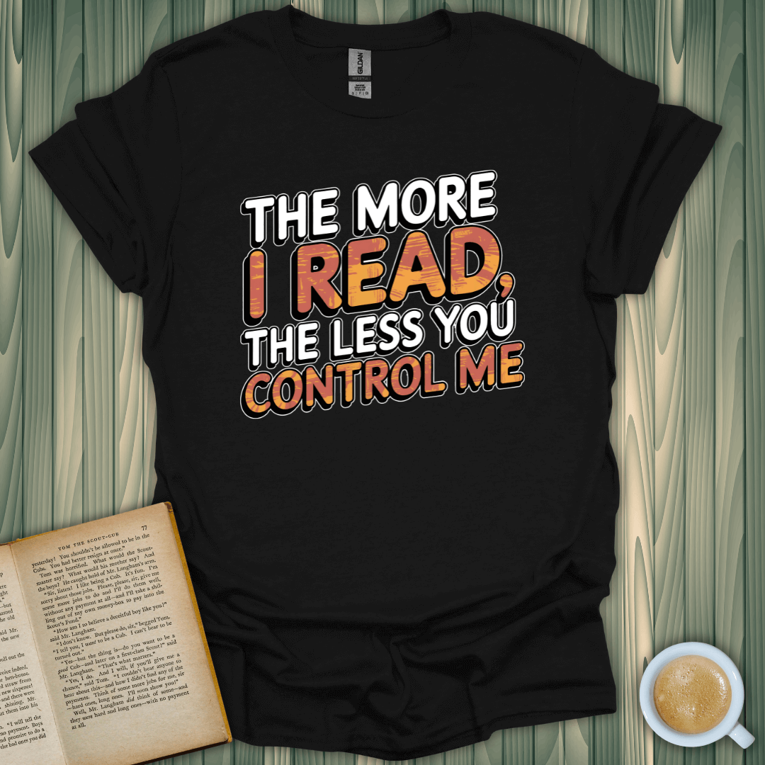 Reading for Freedom T-Shirt for book lovers, featuring fun quote on unisex black cotton fabric.