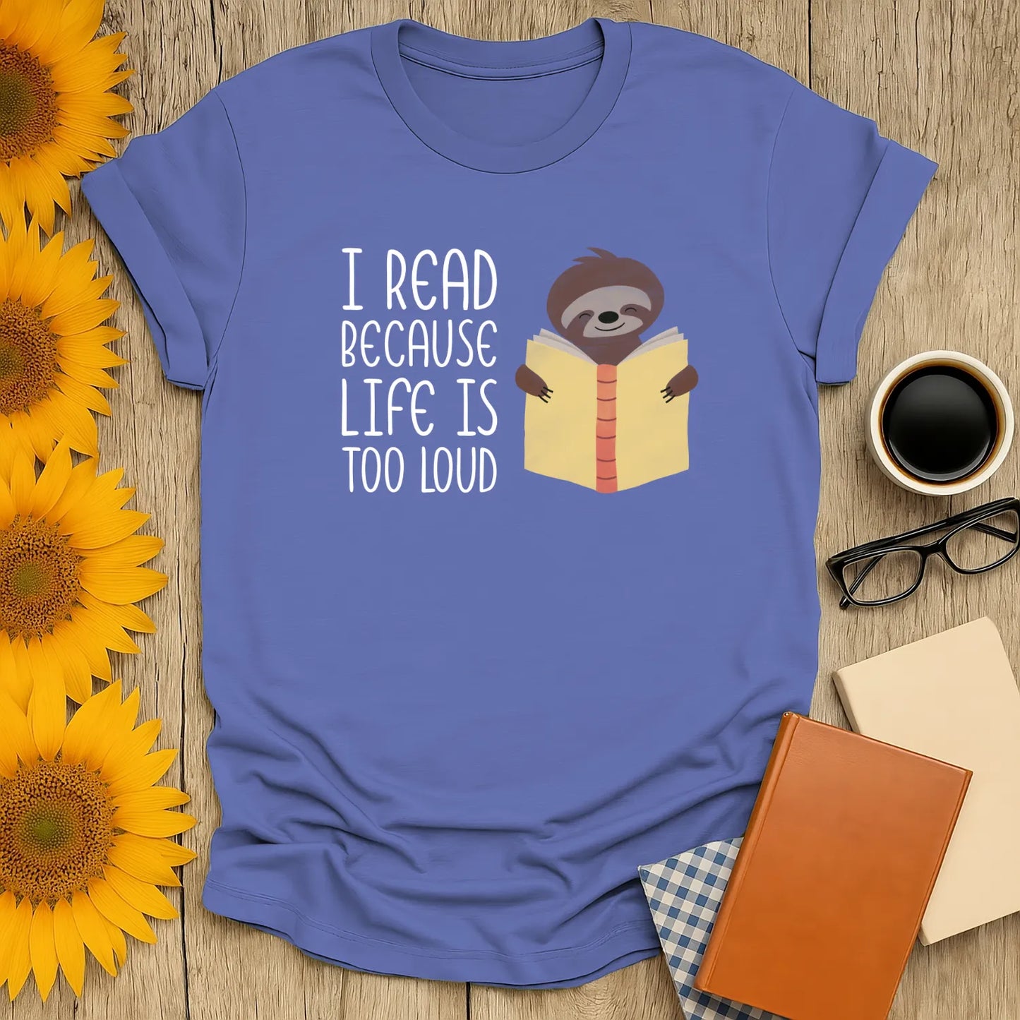 Quiet Escape T-Shirt featuring a sloth reading, cozy unisex fit, perfect gift for introverts and book lovers 📖.