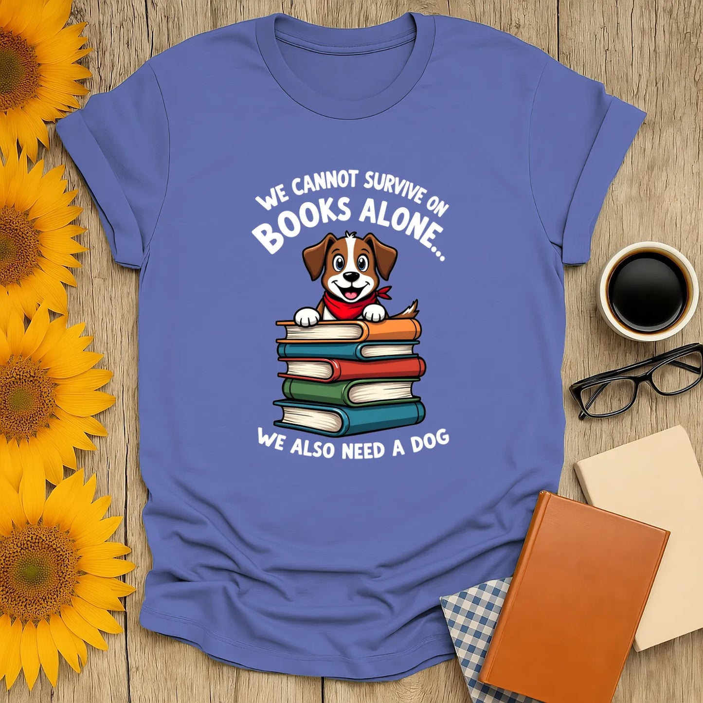 Pup Page Turner T-Shirt, relaxed fit unisex, organic cotton, perfect gift for book lovers 📖, cozy reading vibe.