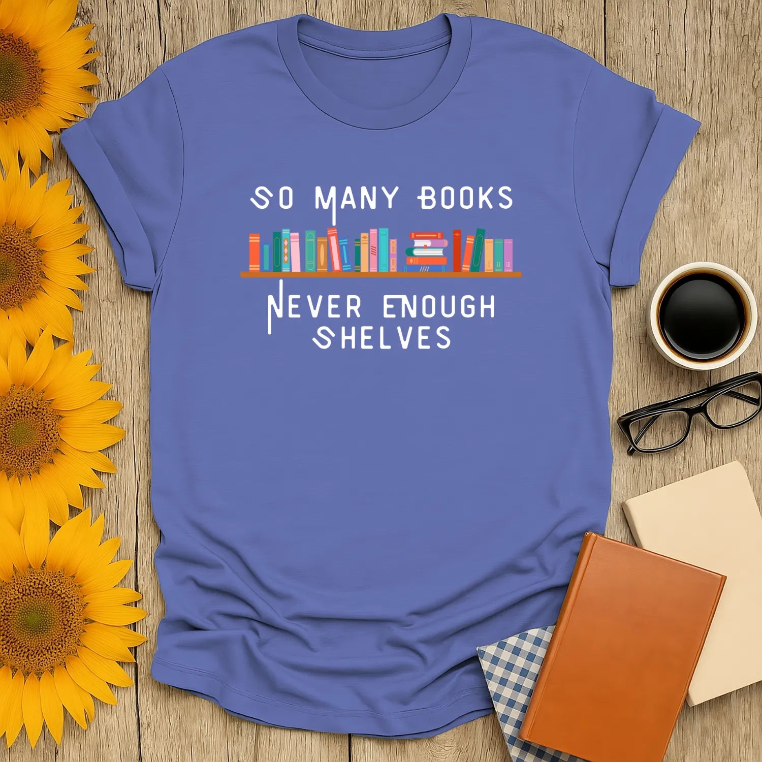 Shelf Struggles T-Shirt: Relaxed fit unisex shirt in organic cotton for book lovers. Perfect cozy reading outfit! 📖