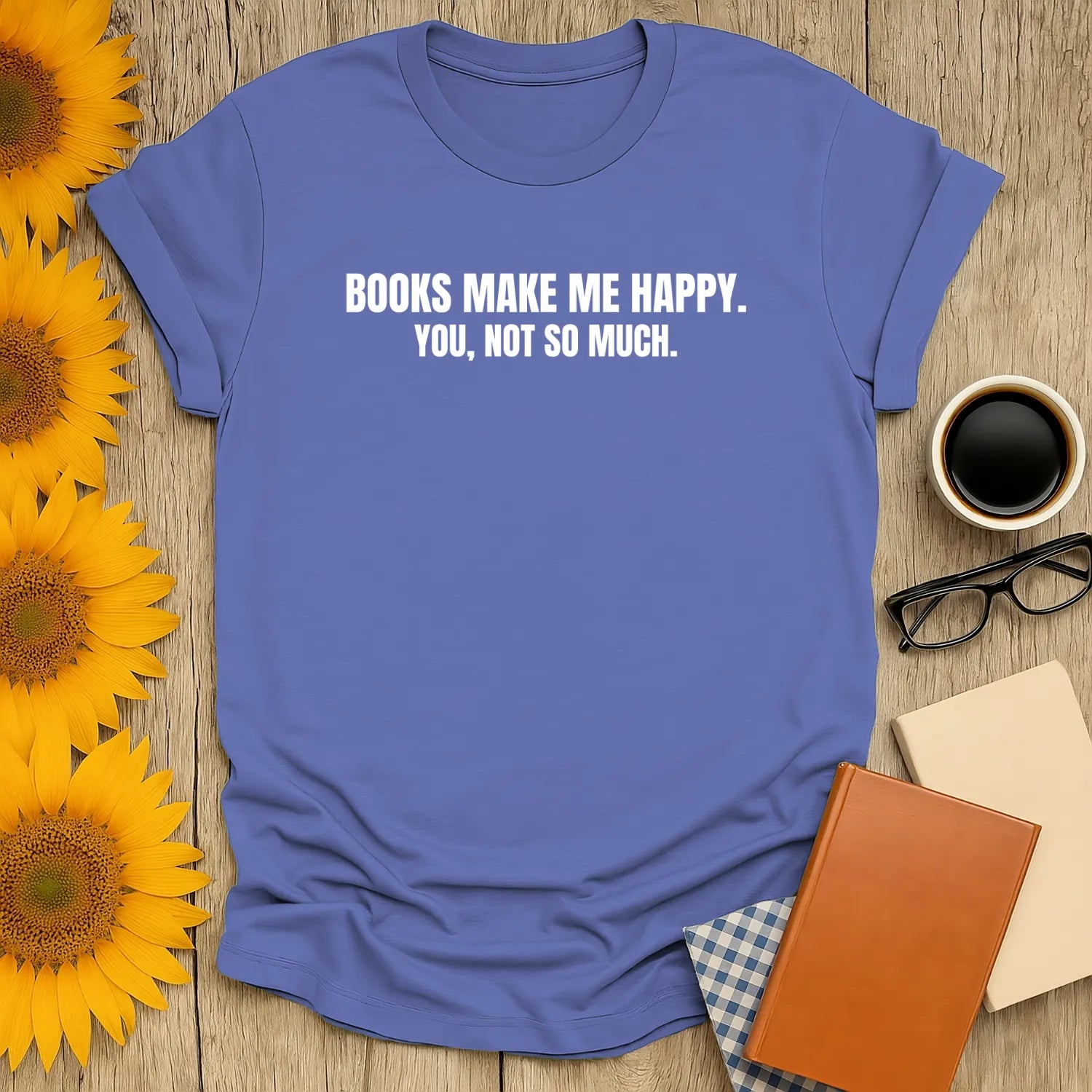 Books Over People T-Shirt in relaxed unisex fit, perfect for book lovers and introverts. Ideal gift 📖 for cozy reading vibes!