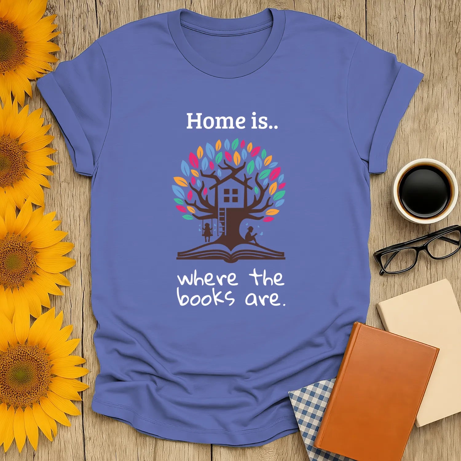Home of Books T-Shirt, cozy reading outfit, relaxed fit unisex shirt for book lovers, perfect gift for bibliophiles 📖.