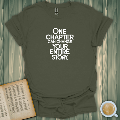 One Chapter Changes All T-Shirt for book lovers, 100% ring-spun cotton, unisex fit, premium screen-printed design.