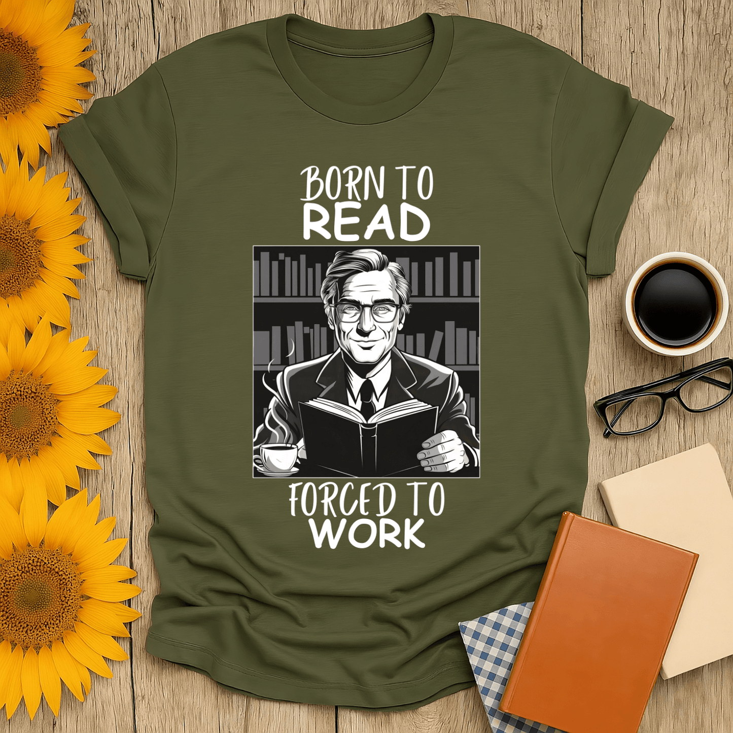 Born to Read Forced to Work t-shirt for book lovers, 100% cotton, unisex fit, breathable and pre-shrunk.