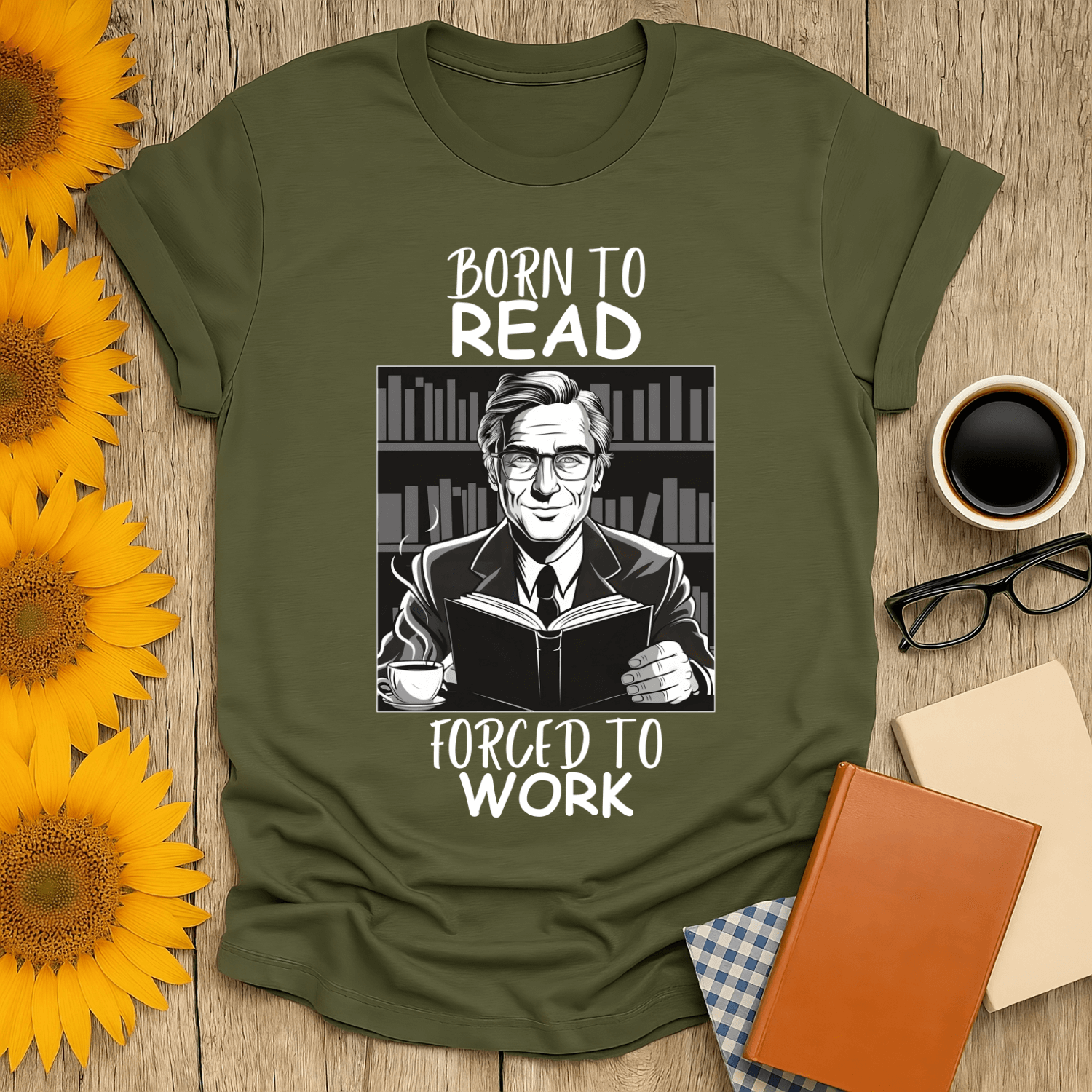 Born to Read Forced to Work t-shirt for book lovers, 100% cotton, unisex fit, breathable and pre-shrunk.