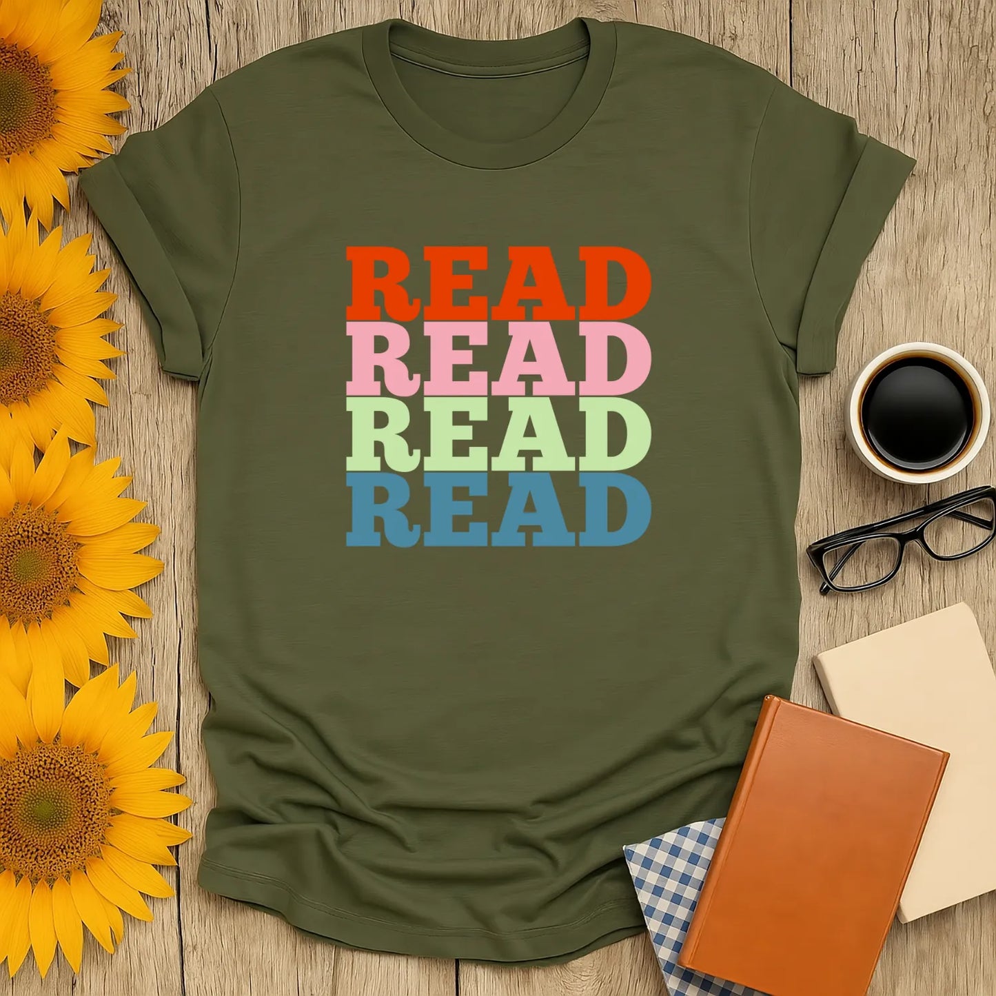 Colorful Read It Again T-Shirt, relaxed fit unisex tee for book lovers, perfect cozy reading outfit, gift for readers 📖.
