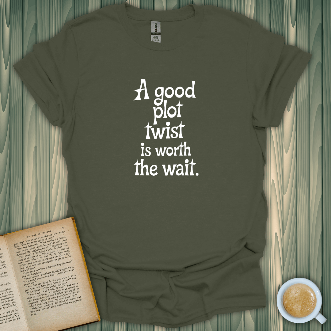 Good Plot Twist T-Shirt for book lovers, featuring a playful print, made of breathable cotton.