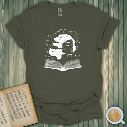 Universal Consciousness T-Shirt featuring a whimsical design for book lovers, made from soft, breathable cotton.