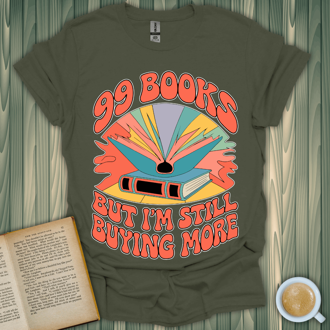 Lightweight unisex t-shirt featuring '99 Books' design, perfect for book lovers who can't stop reading!