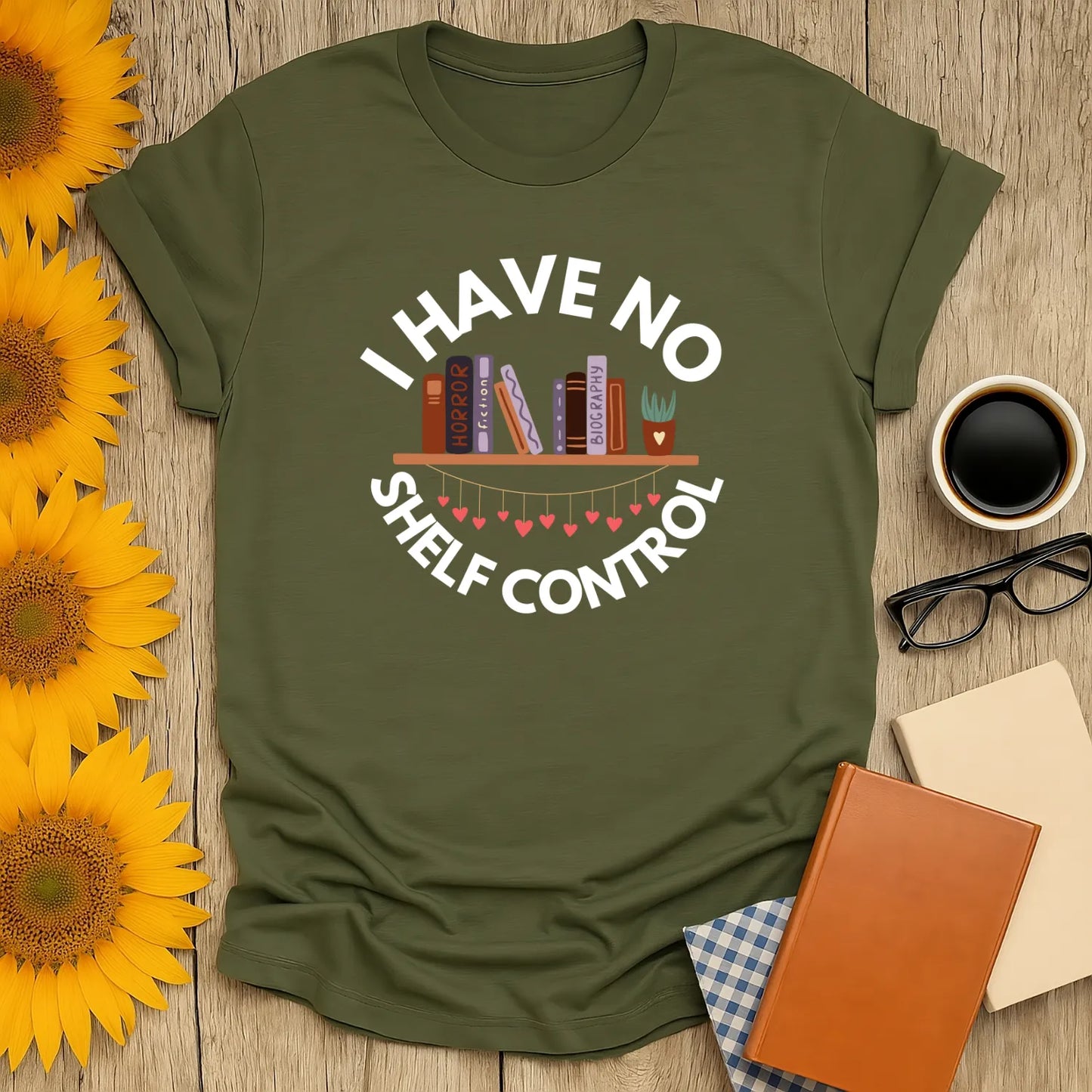 No Shelf Control T-Shirt in organic cotton, relaxed fit for readers, perfect cozy gift for book lovers 📖.