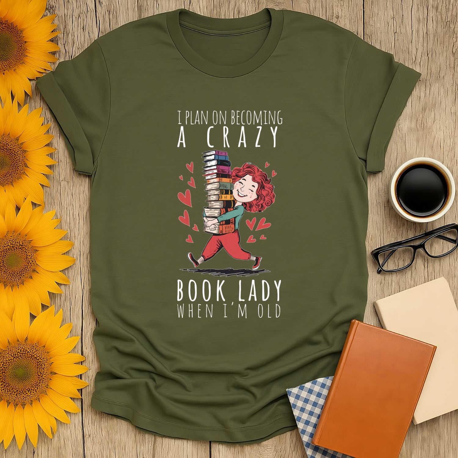 Books Over Everything T-Shirt featuring a fun quote for book lovers, perfect for casual wear.