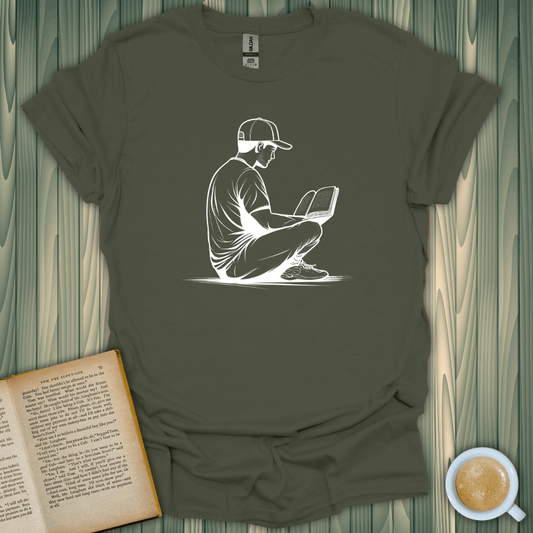 Unisex Reading in Serenity T-Shirt for book lovers, featuring a premium design on 100% ring-spun cotton.