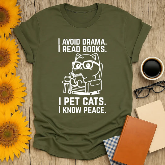 Cats, Books, Peace T-Shirt