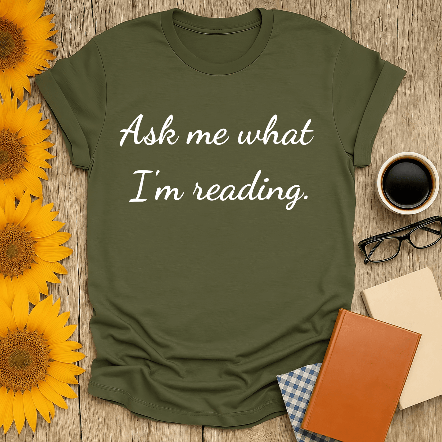 Ask Me T-Shirt for book lovers, 100% cotton, unisex fit, perfect for casual reading moments.