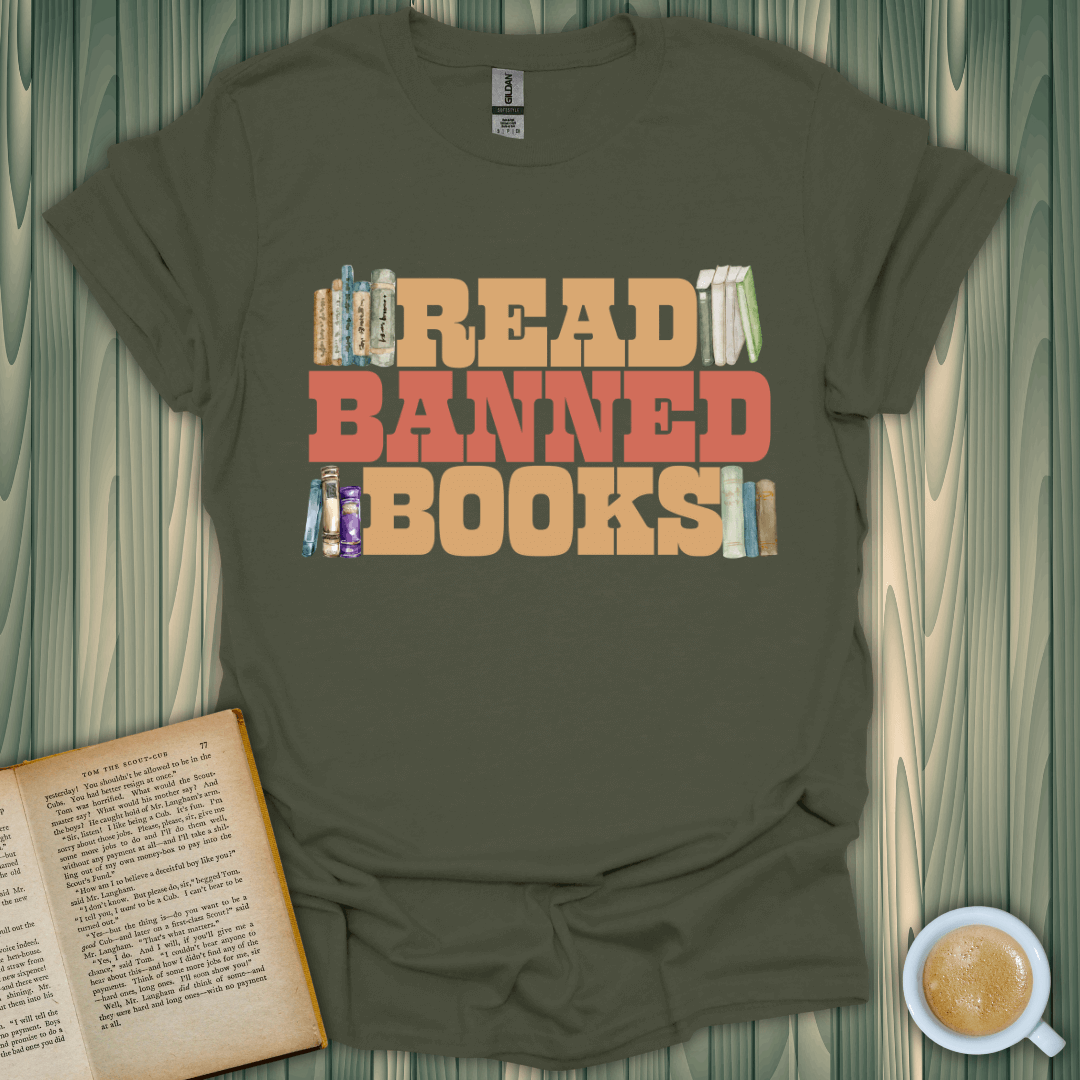 Read Banned Books T-Shirt for book lovers, featuring a premium design on a soft, unisex cotton shirt.