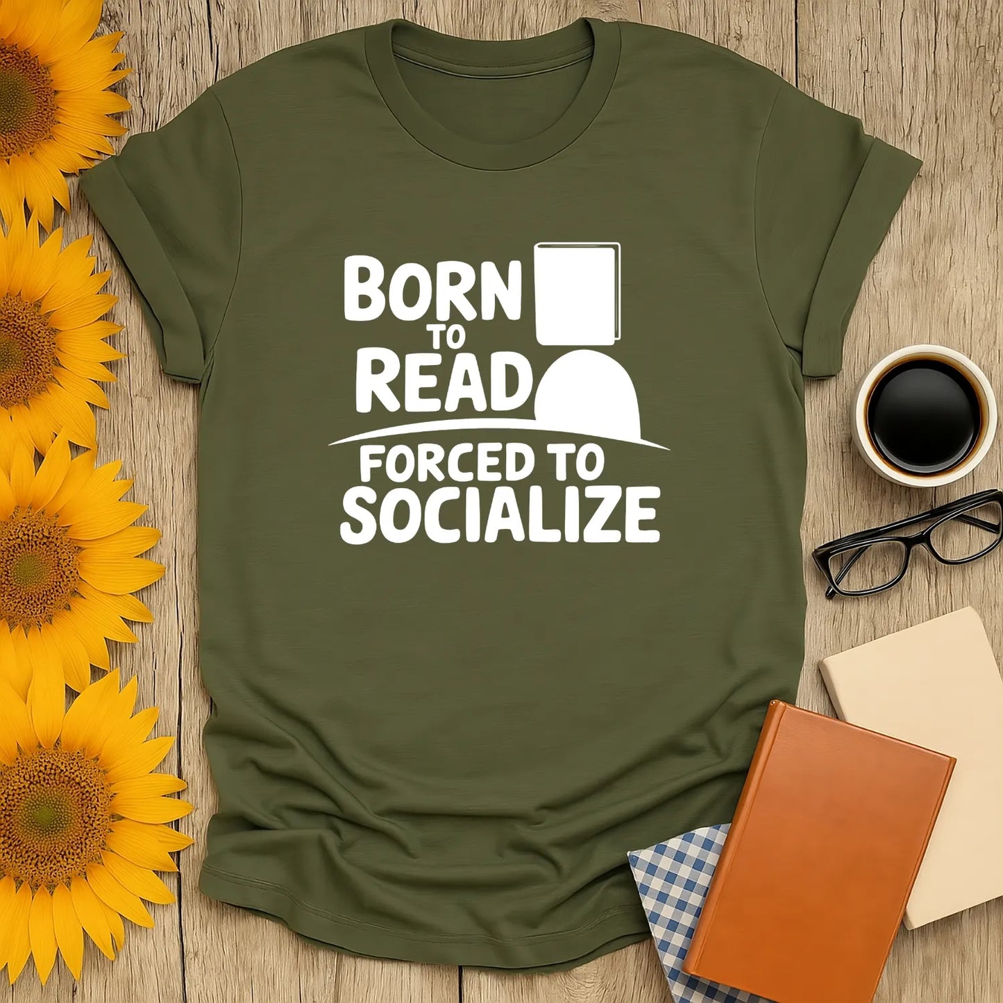 Born to Read T-Shirt in relaxed fit, dark academia style. Perfect gift for introverts and book lovers 📖☕️.
