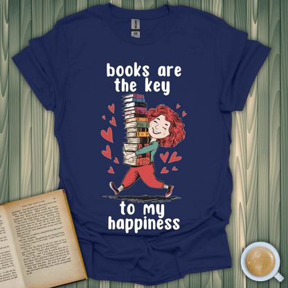 Key to My Joy T-Shirt featuring a book lover design, perfect for celebrating reading and literature. Unisex, 100% cotton.