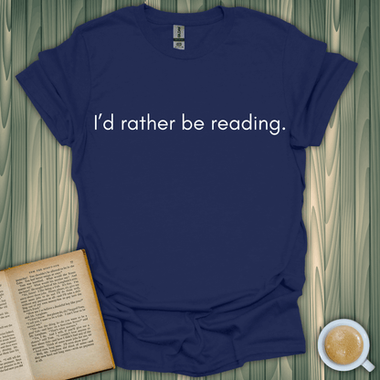 Rather Be Reading T-Shirt in navy, perfect for book lovers who cherish reading and comfortable style.