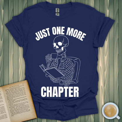 Skeleton Reader T-Shirt for book lovers, featuring premium screen print on soft, breathable cotton fabric.