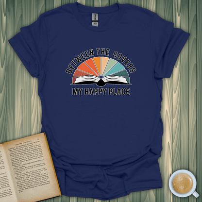 My Happy Place T-Shirt featuring a colorful book design, perfect for book lovers who appreciate cozy reads.