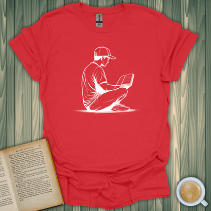 Unisex Reading in Serenity T-Shirt for book lovers, featuring a premium screen-printed design on breathable cotton.