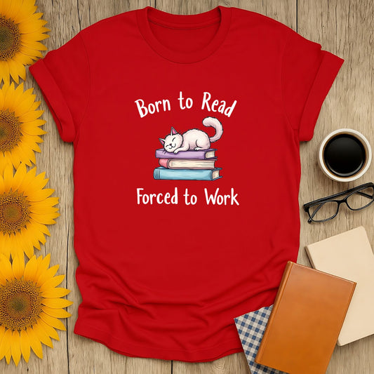 Catnap Chronicles T-Shirt for book lovers, featuring a cute cat on a stack of books, perfect for comfortable daily wear.